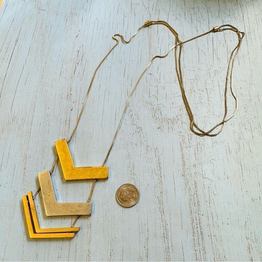 Gold Silver Chevron Double‎ Slide Adjustable Necklace